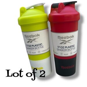 Shaker Bottle Set - 2 Pieces REEBOK 17 oz each 500ml, Dishwasher Safe